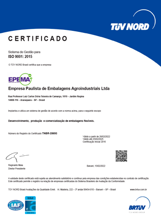 Certificação ISO 9001 Epema